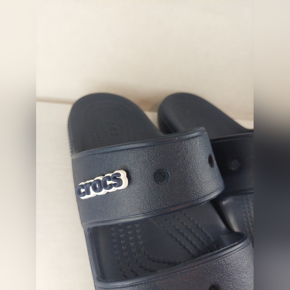 Crocs Unisex Classic Navy Blue Size 7M/9W Two-Strap Slide Sandals - Picture 4 of 16
